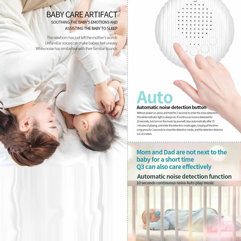 Machine de sommeil intelligente pour bébé - détecte les pleurs et diffuse des sons apaisants